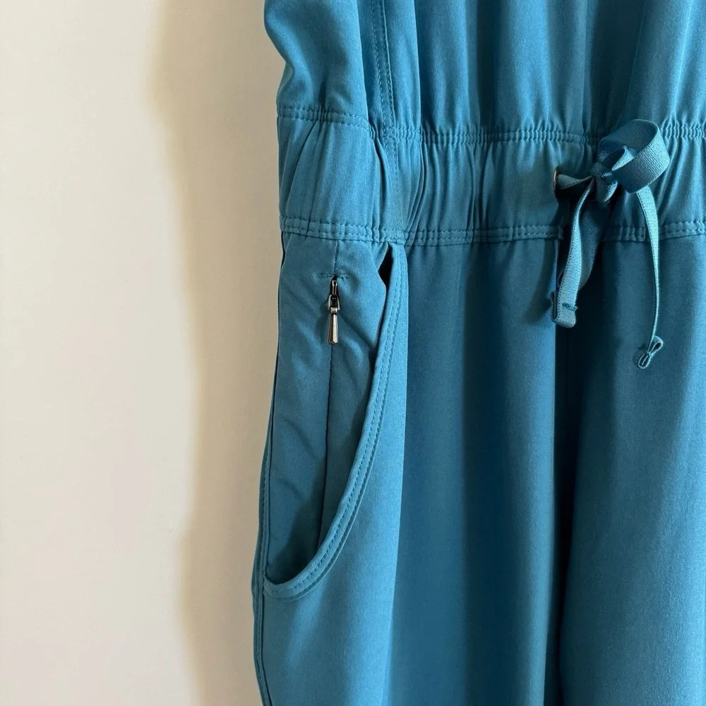Patagonia Womens Fleetwith Romper Teal Jumpsuit XS Crossover Back Athleisure - Picture 3 of 14